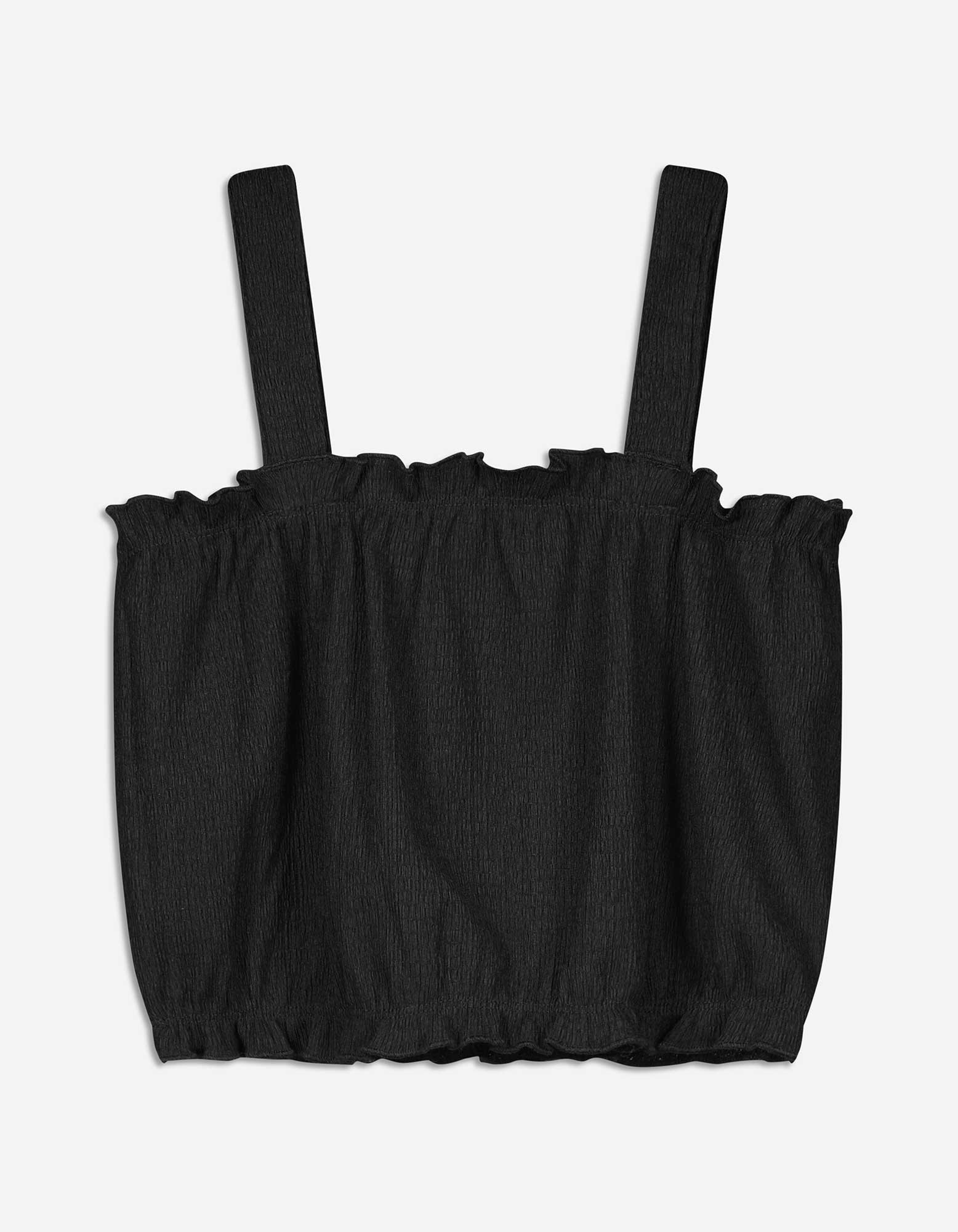 Kinder Cropped Top - Muschelsaum, Takko, schwarz