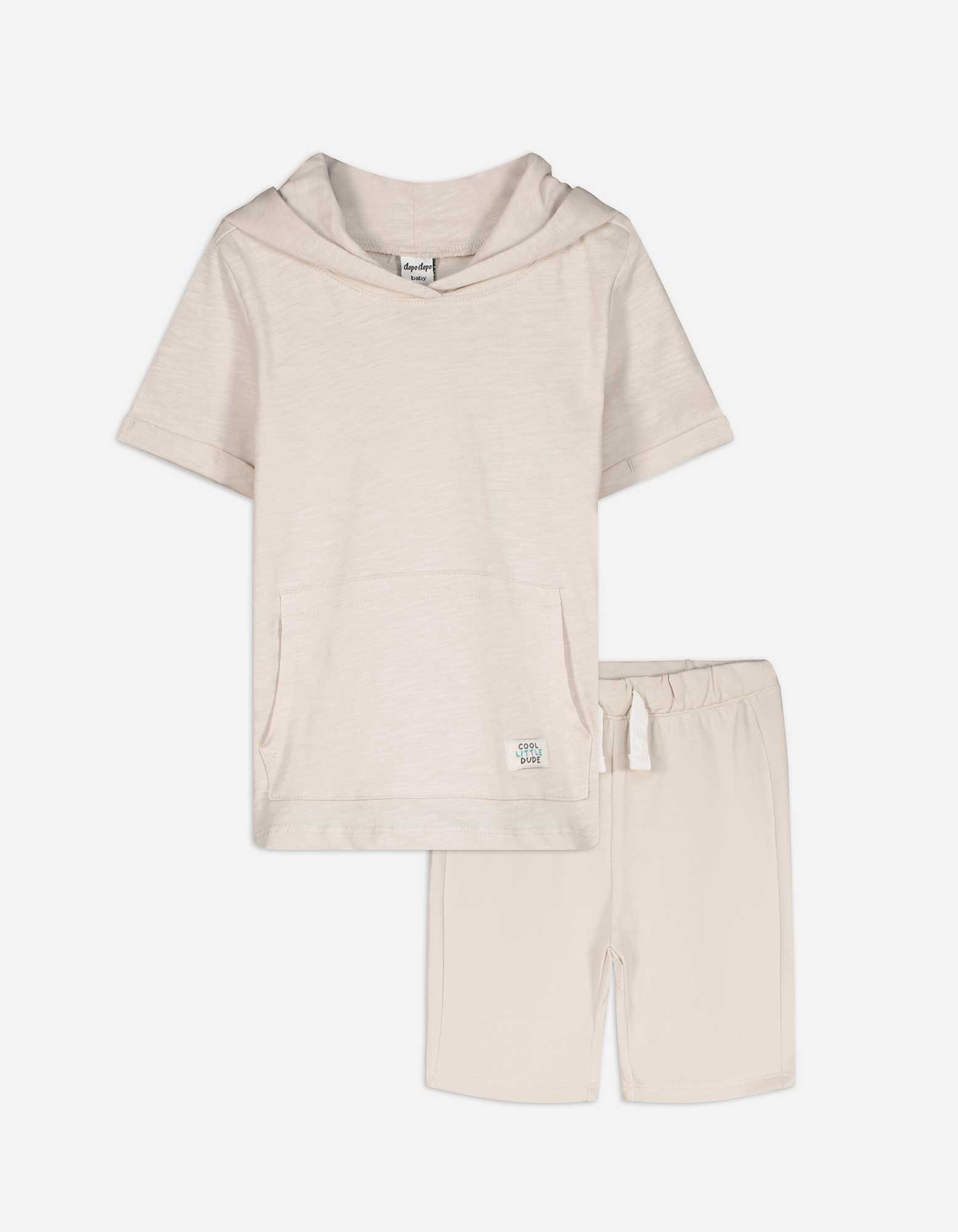 Baby Set aus Shirt und Hose - Aufnäher, Takko, beige