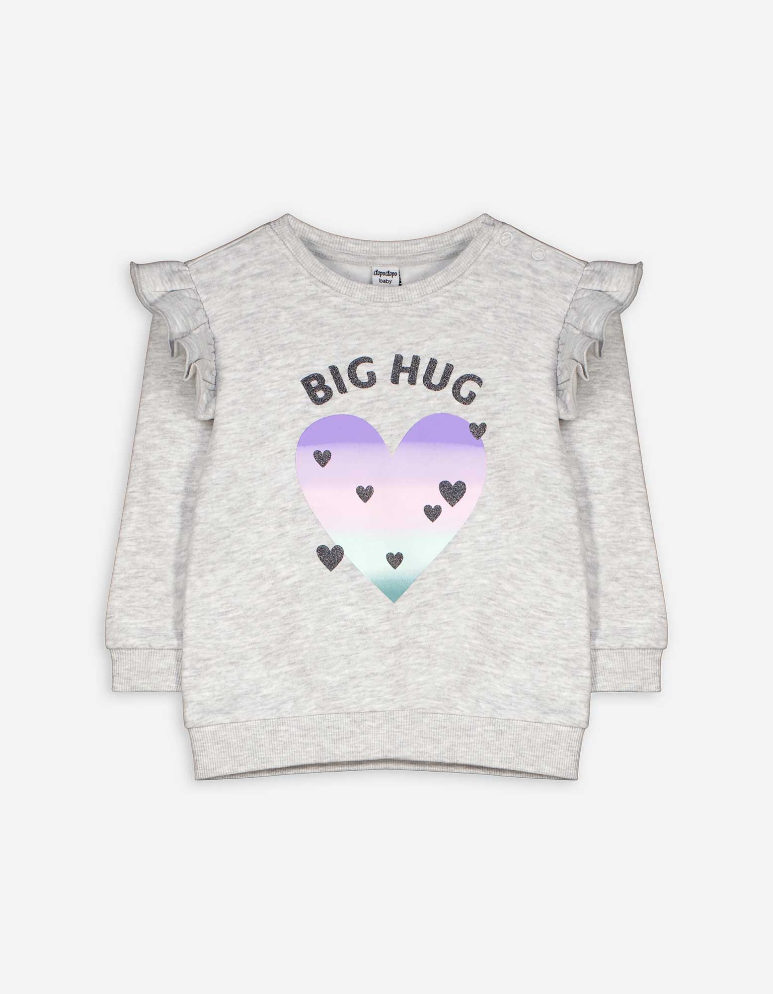 Baby Sweatshirt - Glitzerprint - hellgrau, Takko, hellgrau