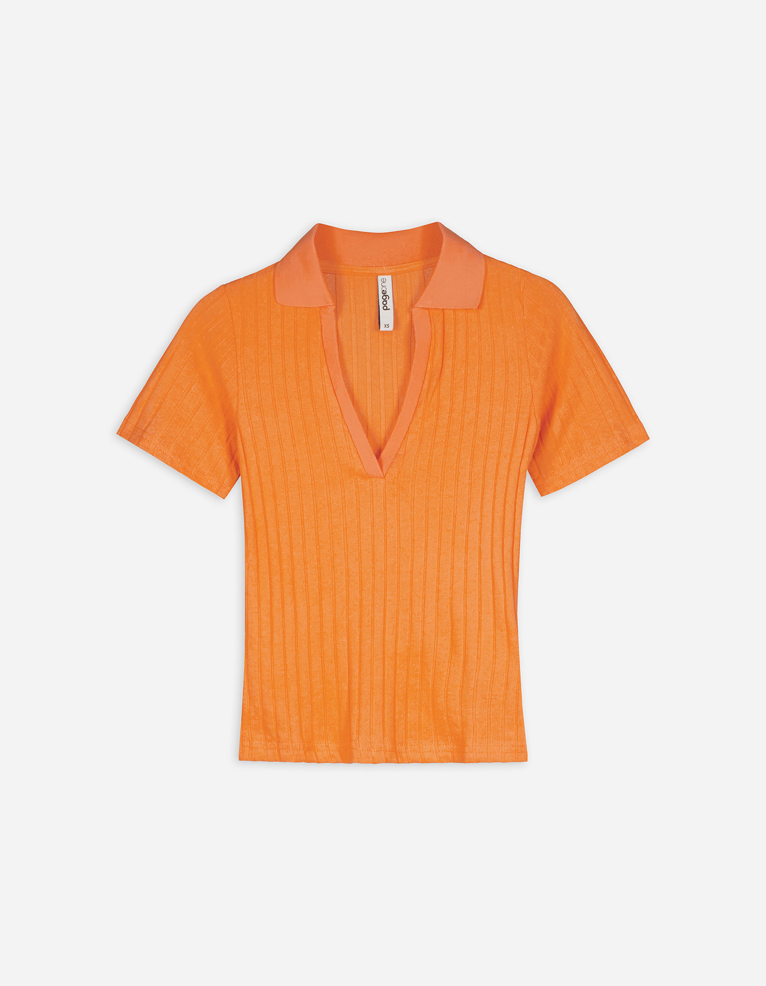 Damen Poloshirt - V-Ausschnitt, Takko, orange XS