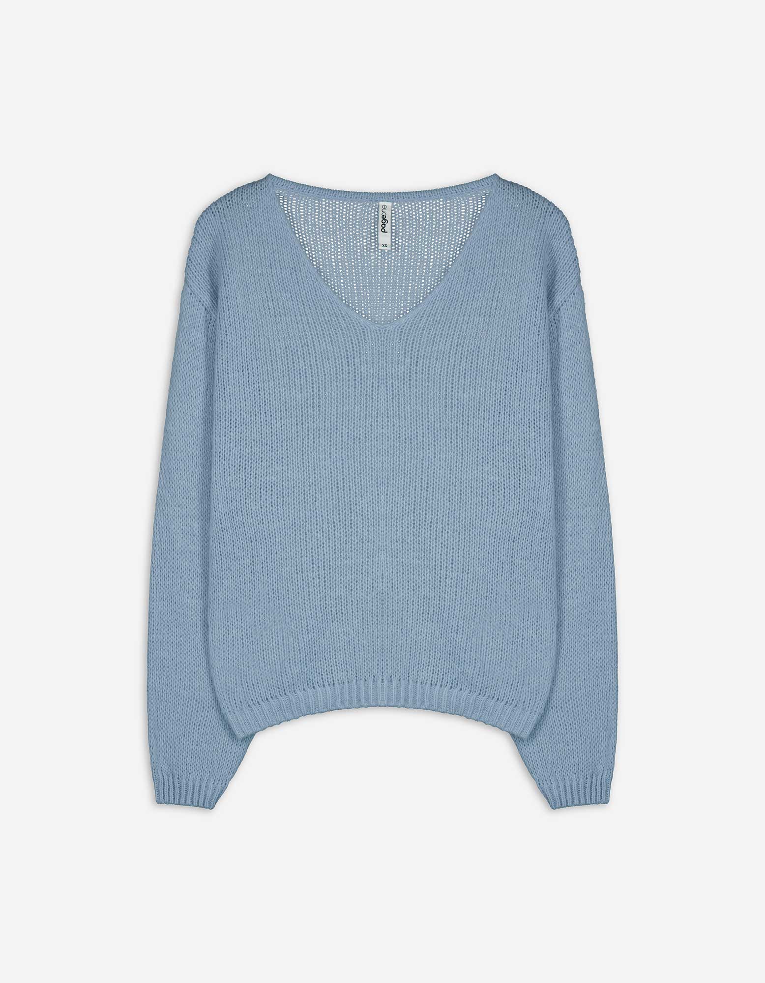 Damen Strickpullover - V-Ausschnitt - blau, Takko, blau XS