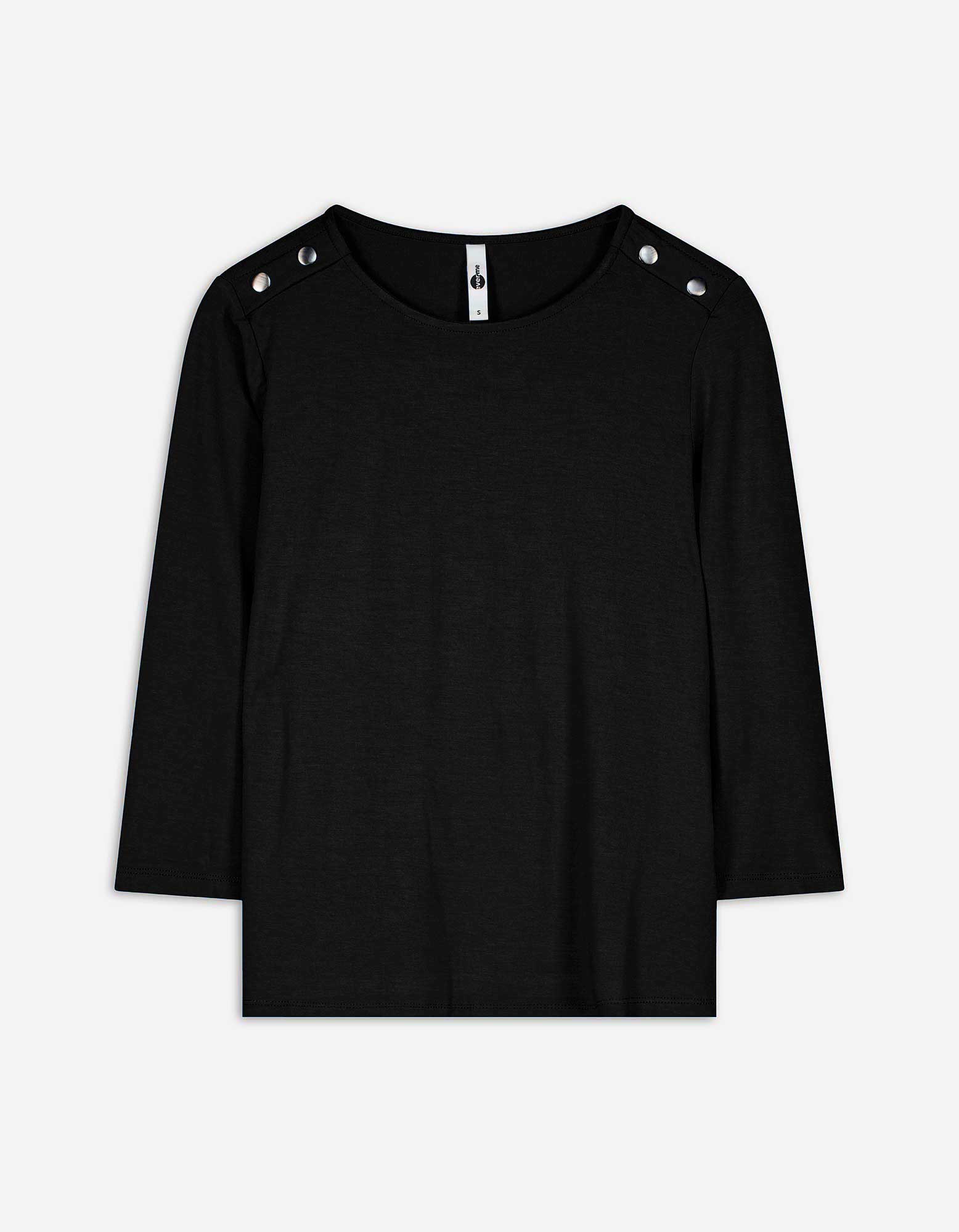 Damen Langarmshirt - Zierknöpfe, Takko, schwarz S