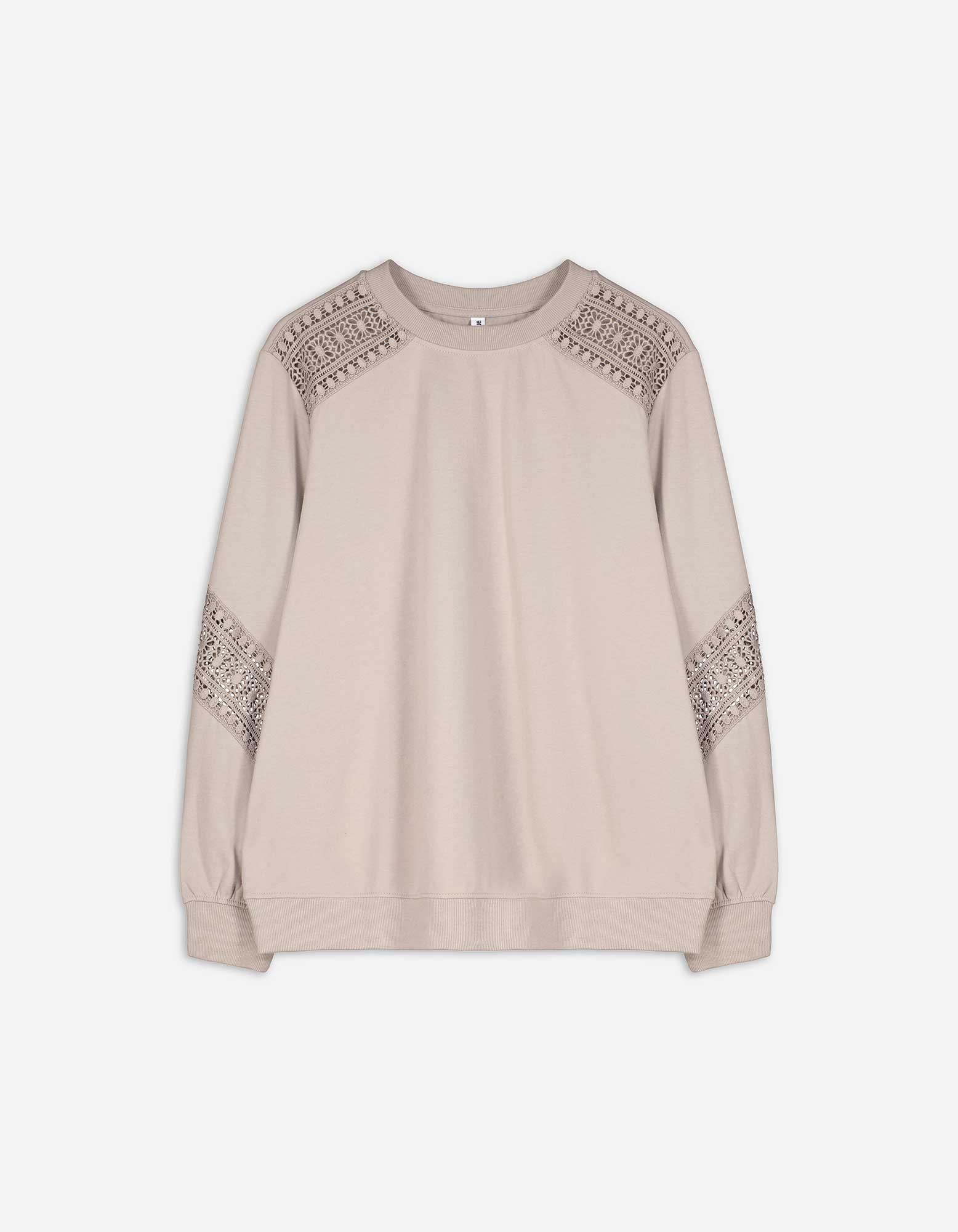 Damen Pullover - Häkelspitze, Takko, beige, 54/56