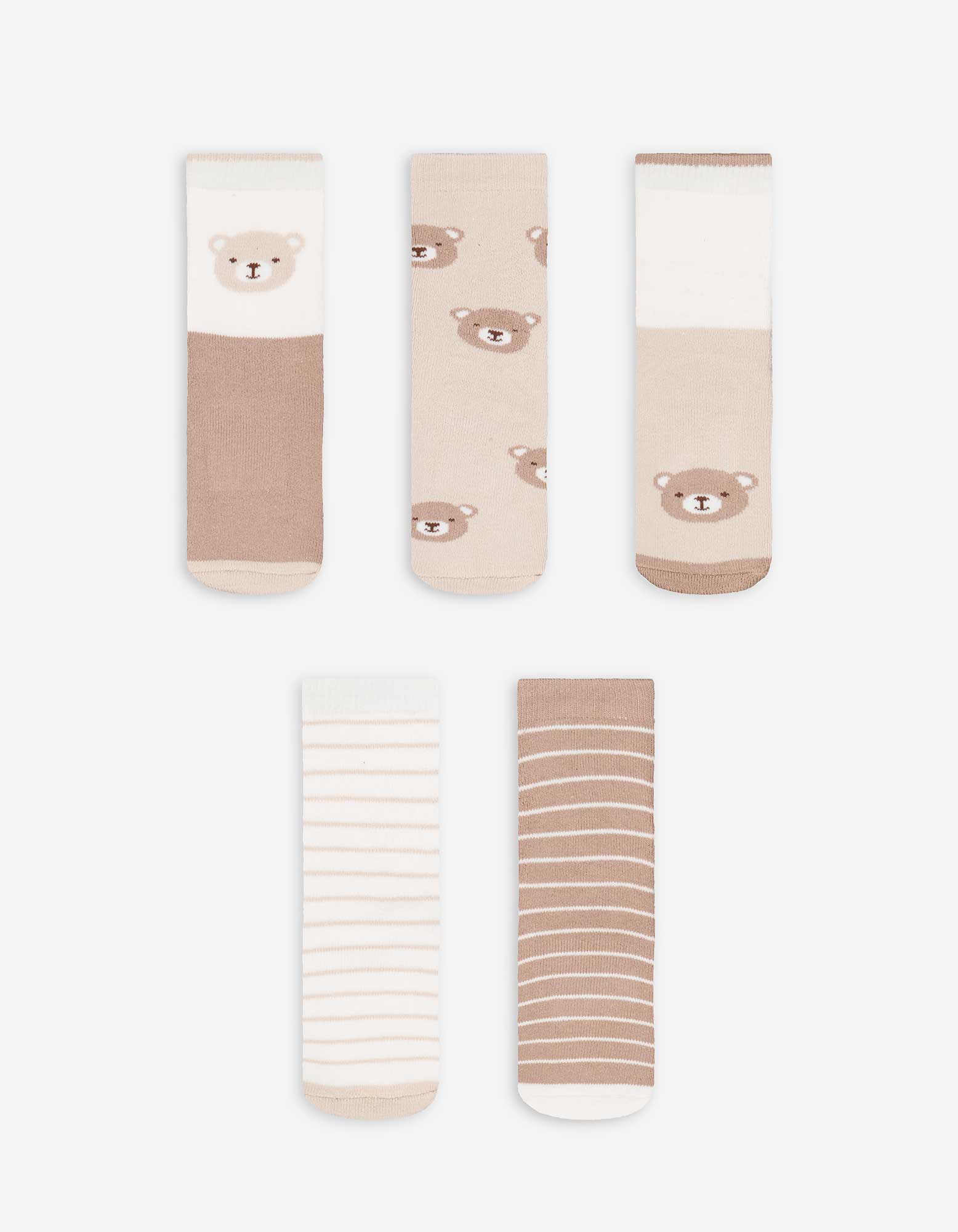 Baby Stoppersocken - 5er-Pack, Takko, beige