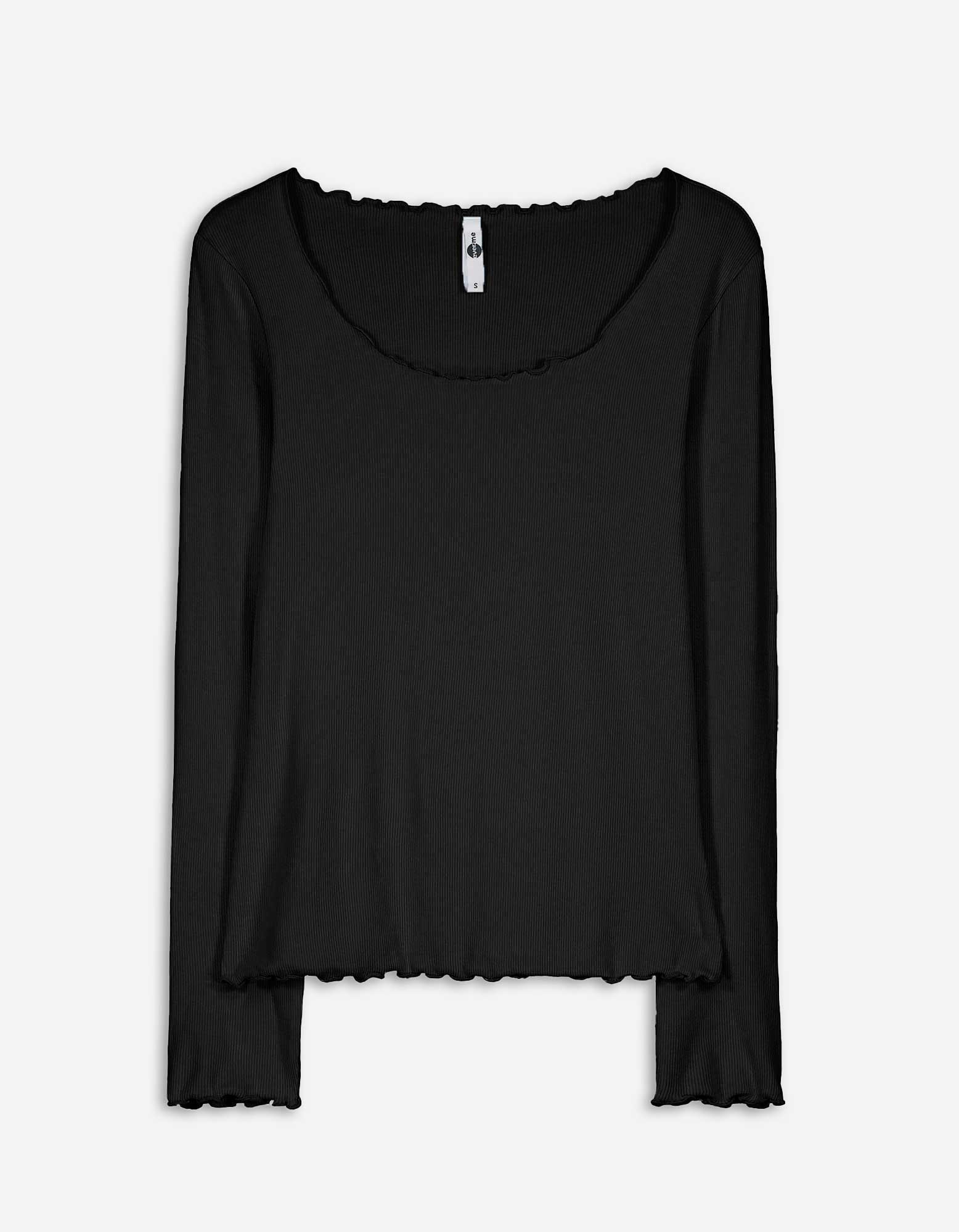 Damen Langarmshirt - Muschelsaum - schwarz, Takko, schwarz L