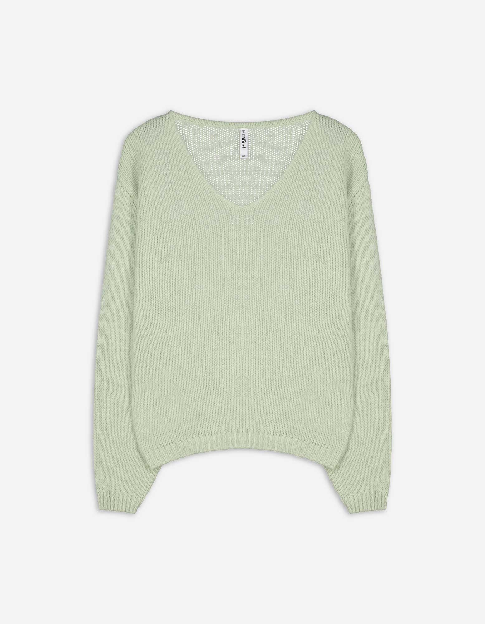 Damen Strickpullover - V-Ausschnitt - grün, Takko, grün L