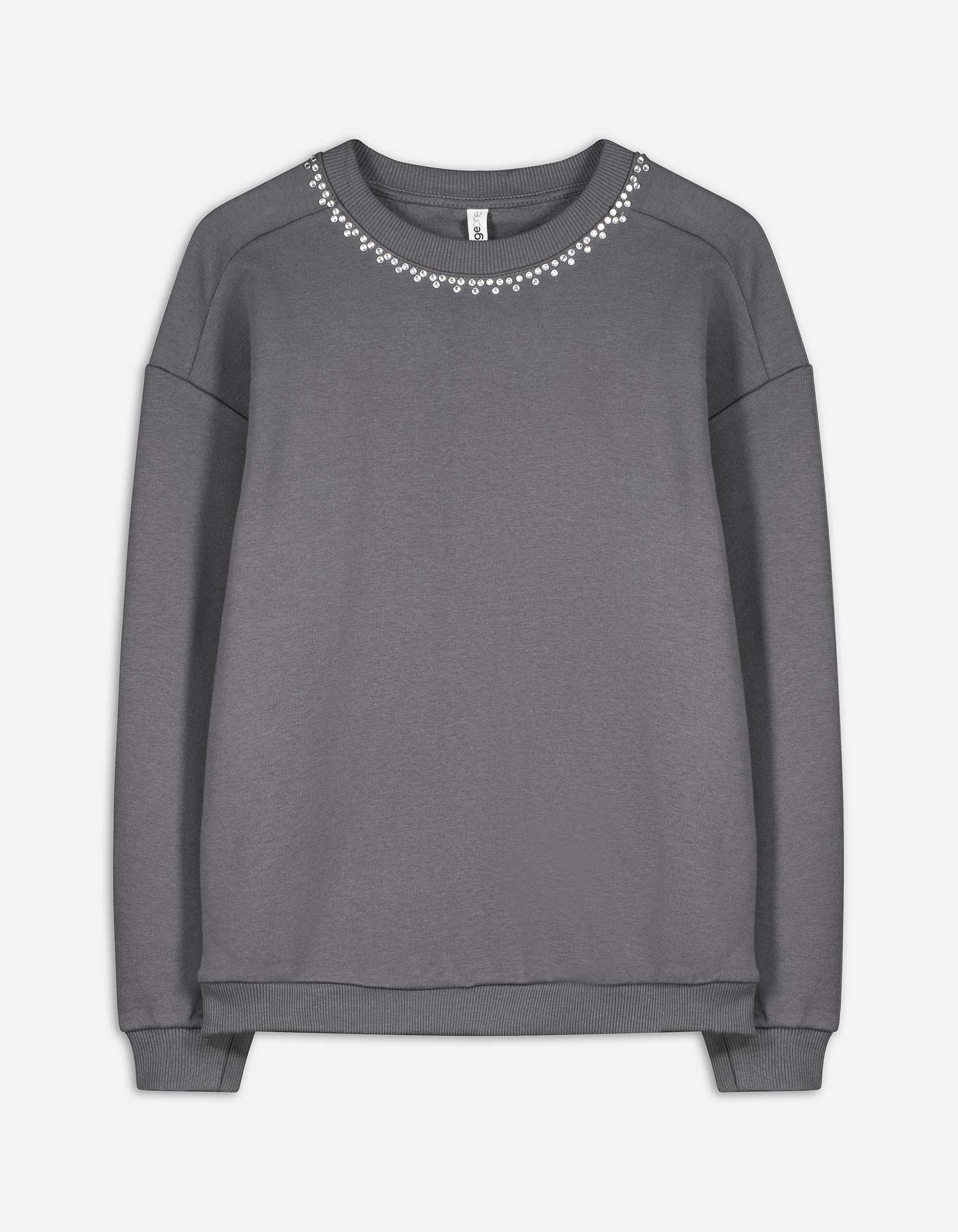 Damen Sweatshirt - Ziersteine, Takko, dunkelgrau XS