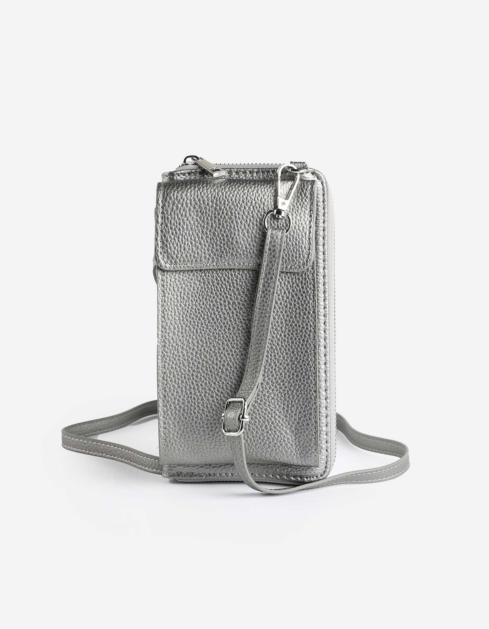 Damen Handytasche - Lederoptik, Takko, grau onesize