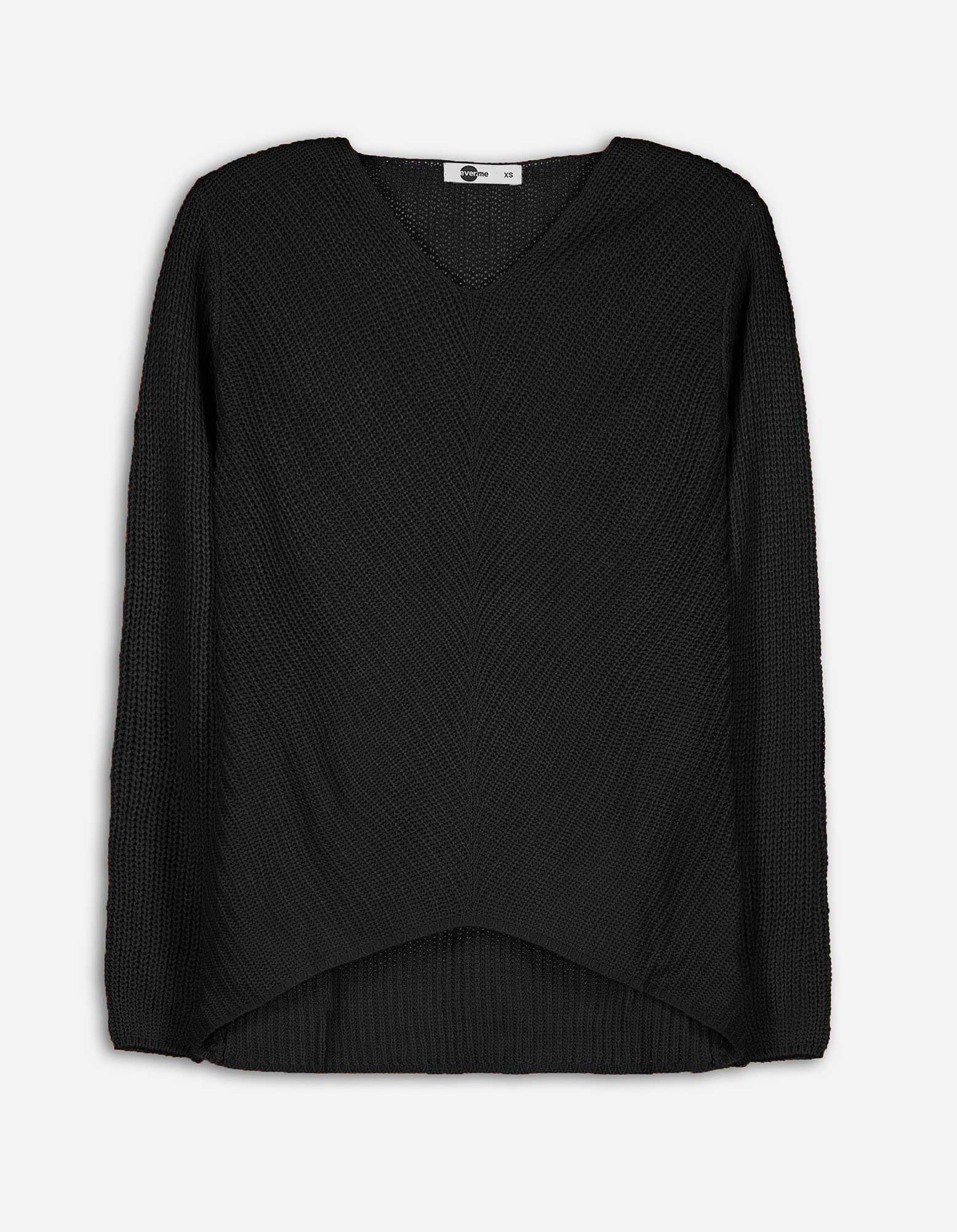 Damen Strickpullover - Verlängerte Rückseite, Takko, schwarz M