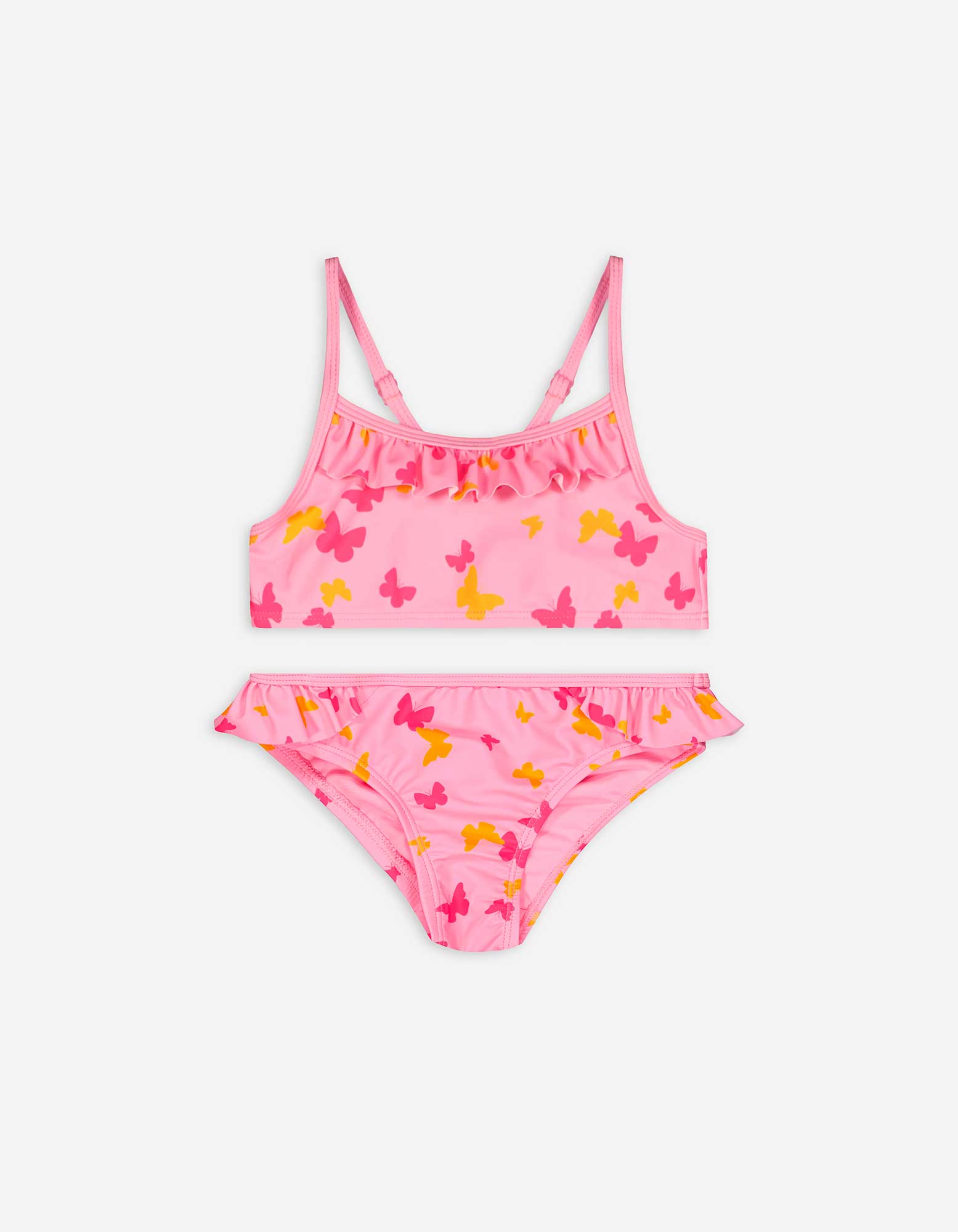 Kinder Set aus Bikinitop und Bikinislip - Volants, Takko, pink